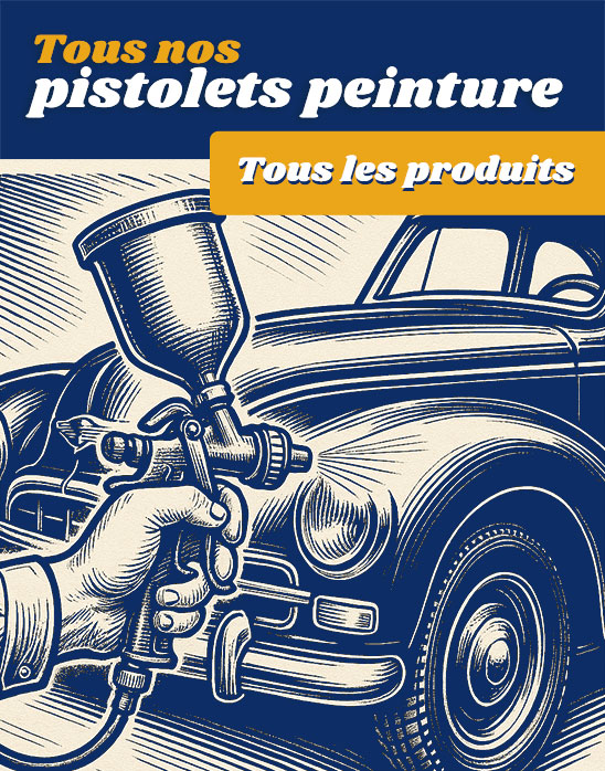 Découvrez notre gamme de pistolets pour peinture, vernis, apprêts, retouche...